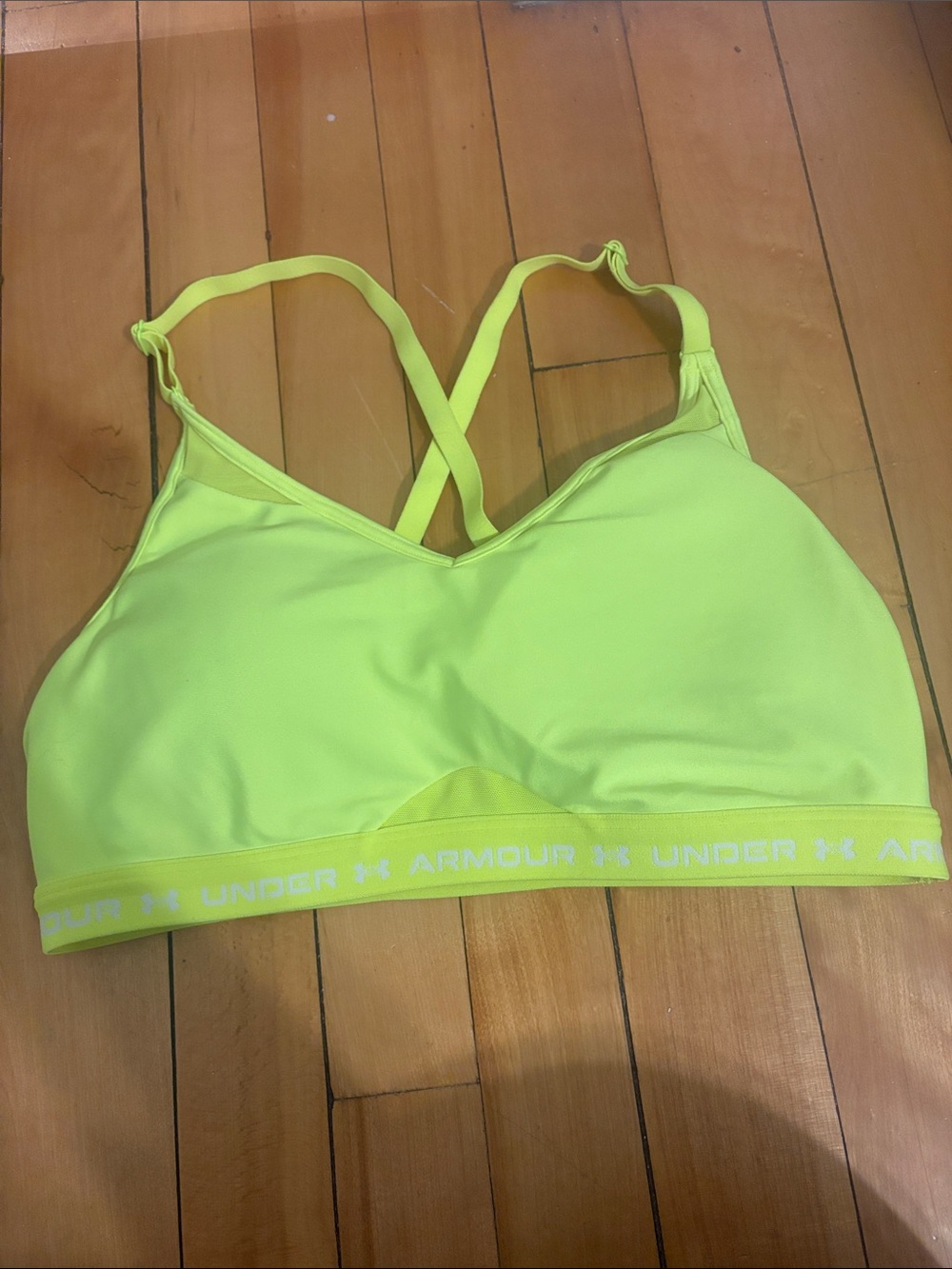Under Armour Women's Bright Neon Yellow Strappy Sports Bra